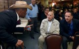 Candidate Todd Cotta (far right), at recent event, speaks with Lemoore Mayor Eddie Neal. Hanford's Cotta is challenging incumbent Rudy Salas in the 32nd Assembly District.